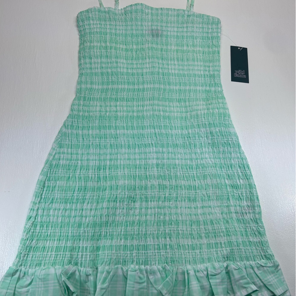 Wild fable Mint and White Striped Smocked Sundress